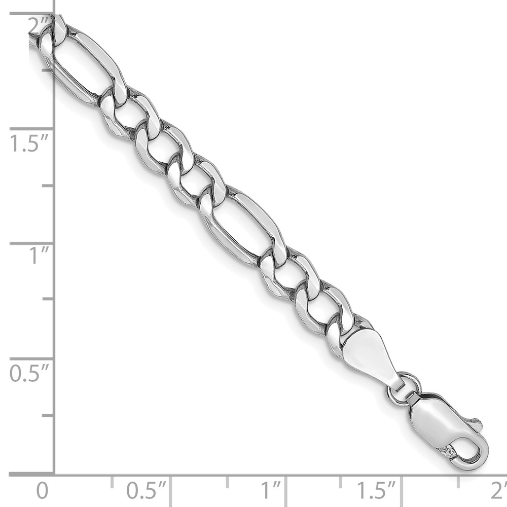 14K White Gold 7 inch 5.75mm Semi-Solid Figaro with Lobster Clasp Bracelet (BC92-7)
