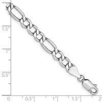 14K White Gold 5.75mm Semi-Solid Figaro Bracelet with Lobster Clasp - 7in view 3