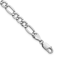 14K White Gold 5.75mm Semi-Solid Figaro Bracelet with Lobster Clasp - 7in view 1