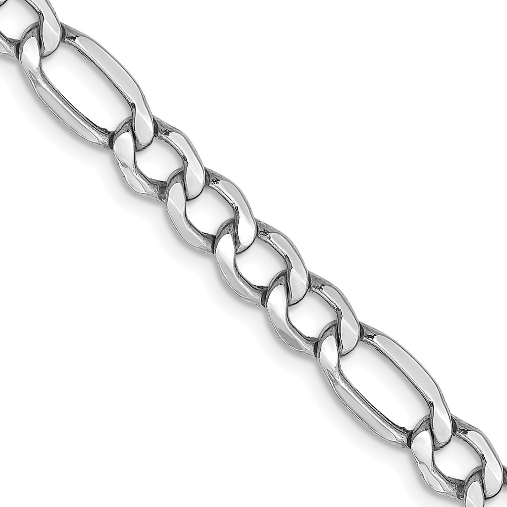 14K White Gold 26 inch 5.75mm Semi-Solid Figaro with Lobster Clasp Chain (BC92-26)