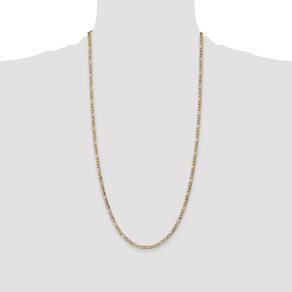 14K 28 inch 3.5mm Semi-Solid Figaro with Lobster Clasp Chain (BC93-28)