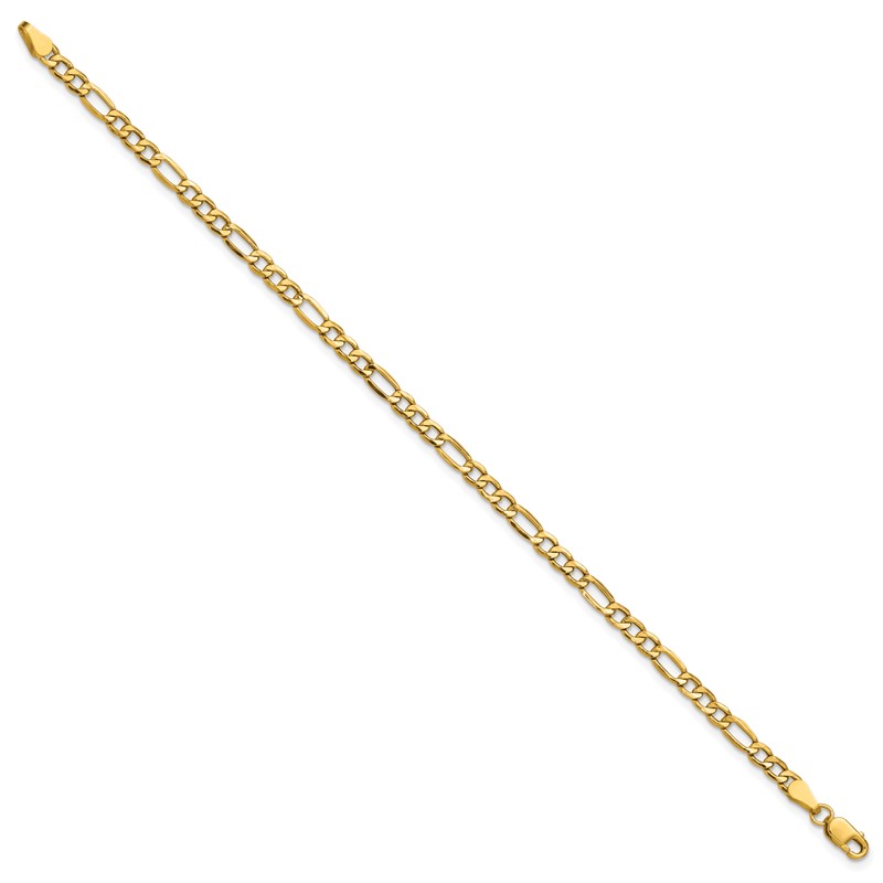 14K 8 inch 3.5mm Semi-Solid Figaro with Lobster Clasp Bracelet