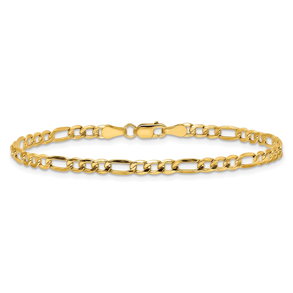 14K 7 inch 3.5mm Semi-Solid Figaro with Lobster Clasp Bracelet (BC93-7)