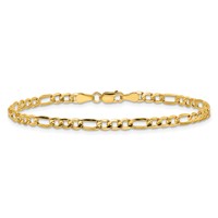 14K 3.5mm Yellow Gold Semi-Solid Figaro Bracelet with Lobster Clasp, 7" view 4