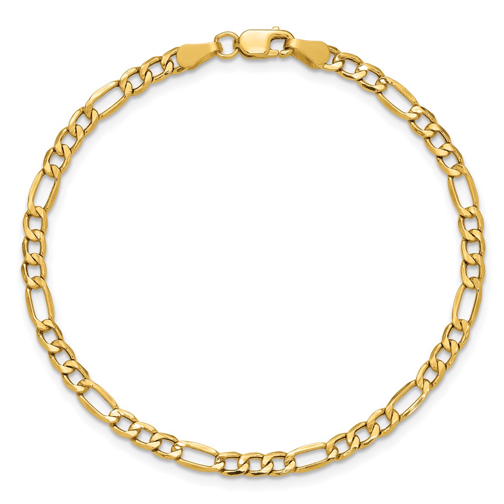 14K 7 inch 3.5mm Semi-Solid Figaro with Lobster Clasp Bracelet (BC93-7)