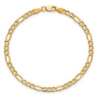 14K 3.5mm Yellow Gold Semi-Solid Figaro Bracelet with Lobster Clasp, 7" view 5