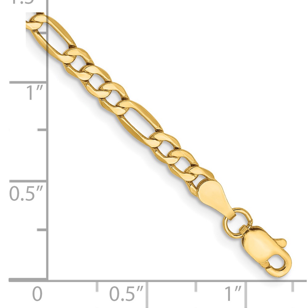 14K 7 inch 3.5mm Semi-Solid Figaro with Lobster Clasp Bracelet (BC93-7)