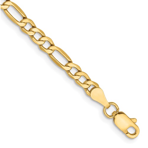 14K 10 inch 3.5mm Semi-Solid Figaro with Lobster Clasp Anklet