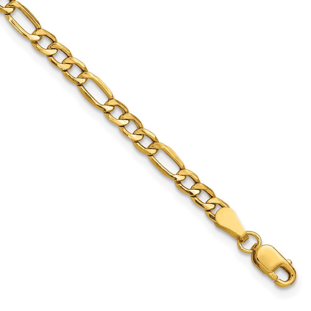 14K 7 inch 3.5mm Semi-Solid Figaro with Lobster Clasp Bracelet (BC93-7)