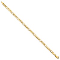 14K 4.2mm Yellow Gold Semi-Solid Figaro Bracelet with Lobster Clasp, 7" view 2