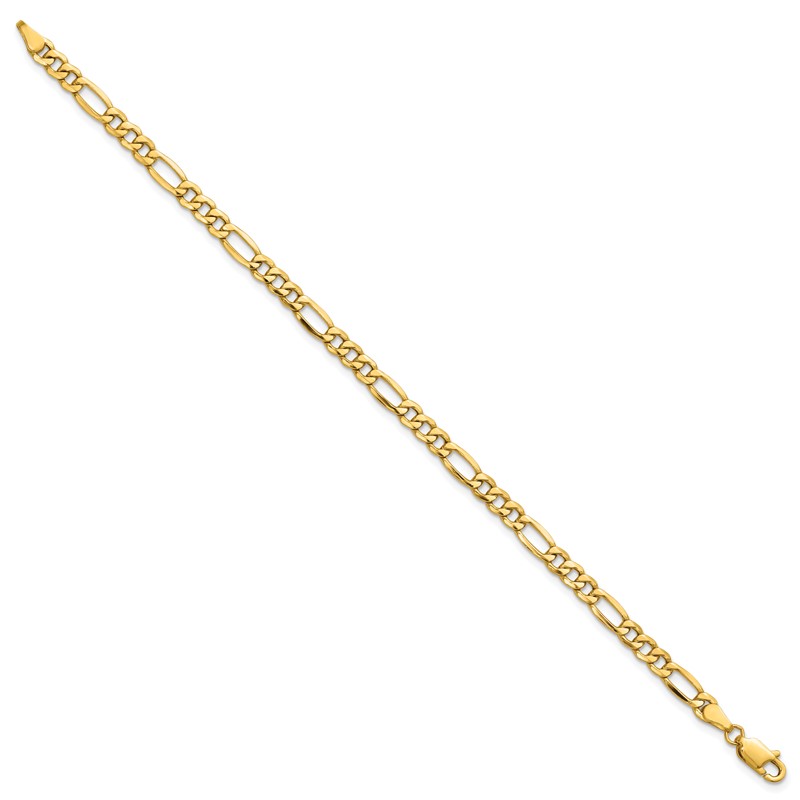 14K 8 inch 4.2mm Semi-Solid Figaro with Lobster Clasp Bracelet
