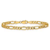 14K 4.2mm Yellow Gold Semi-Solid Figaro Bracelet with Lobster Clasp, 7" view 4