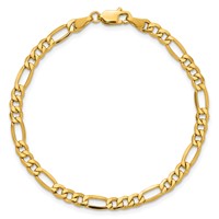 14K 4.2mm Yellow Gold Semi-Solid Figaro Bracelet with Lobster Clasp, 7" view 5