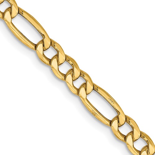 14K 20 inch 4.2mm Semi-Solid Figaro with Lobster Clasp Chain