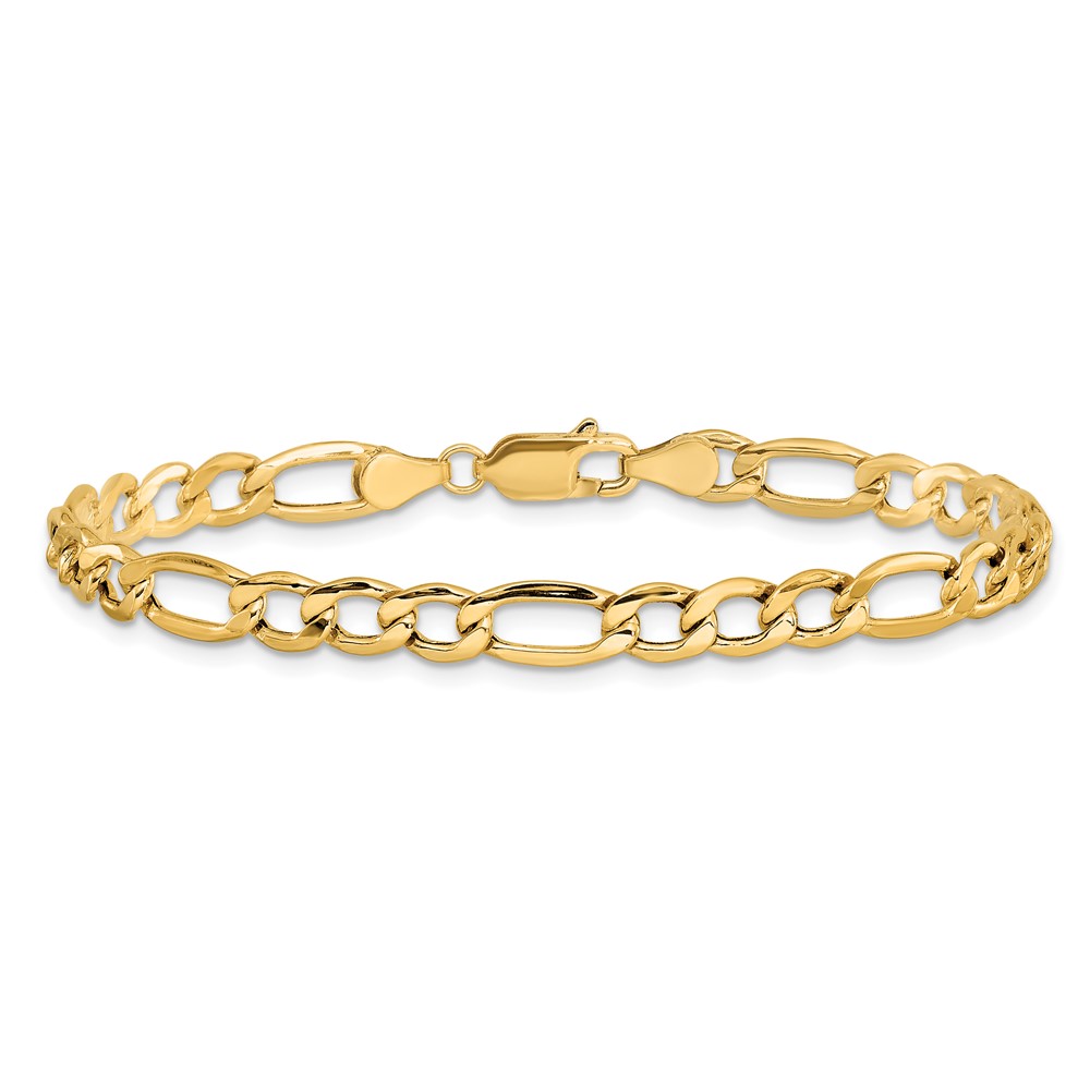 14K 7 inch 5.75mm Semi-Solid Figaro with Lobster Clasp Bracelet (BC95-7)