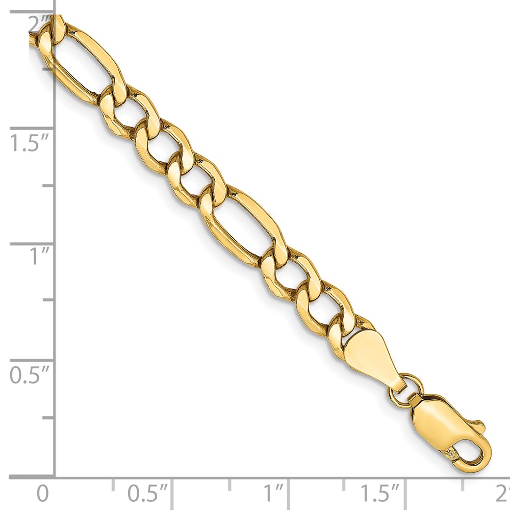 14K 7 inch 5.75mm Semi-Solid Figaro with Lobster Clasp Bracelet (BC95-7)