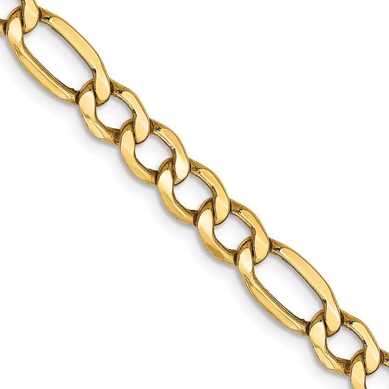14K 22 inch 5.75mm Semi-Solid Figaro with Lobster Clasp Chain