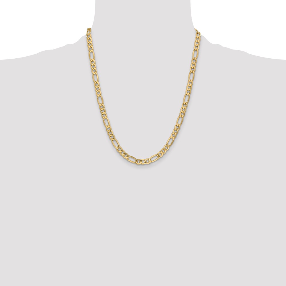 14K 22 inch 6.25mm Semi-Solid Figaro with Lobster Clasp Chain (BC96-22)