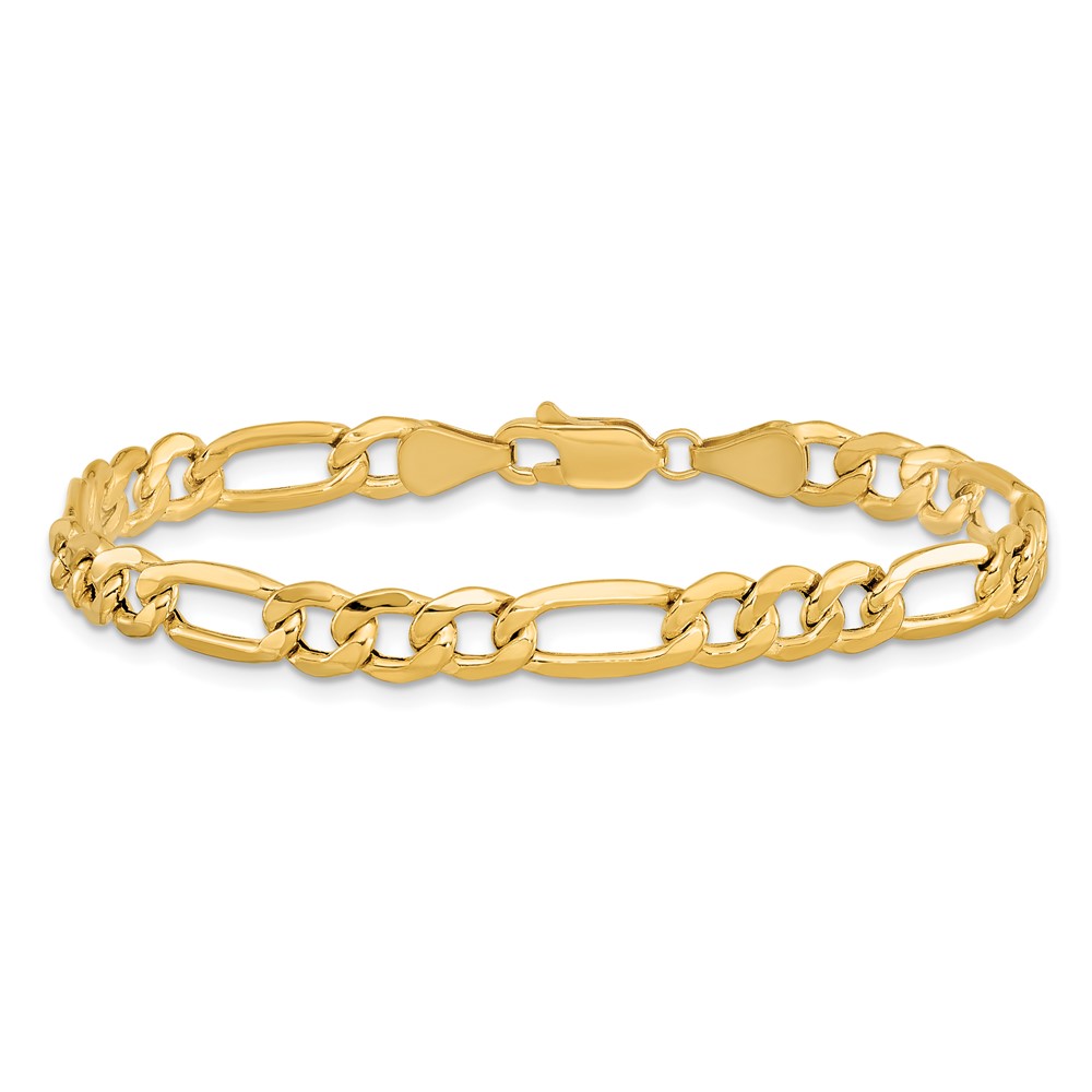 14K 7 inch 6.25mm Semi-Solid Figaro with Lobster Clasp Bracelet (BC96-7)