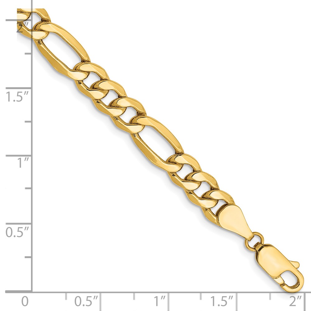 14K 7 inch 6.25mm Semi-Solid Figaro with Lobster Clasp Bracelet (BC96-7)