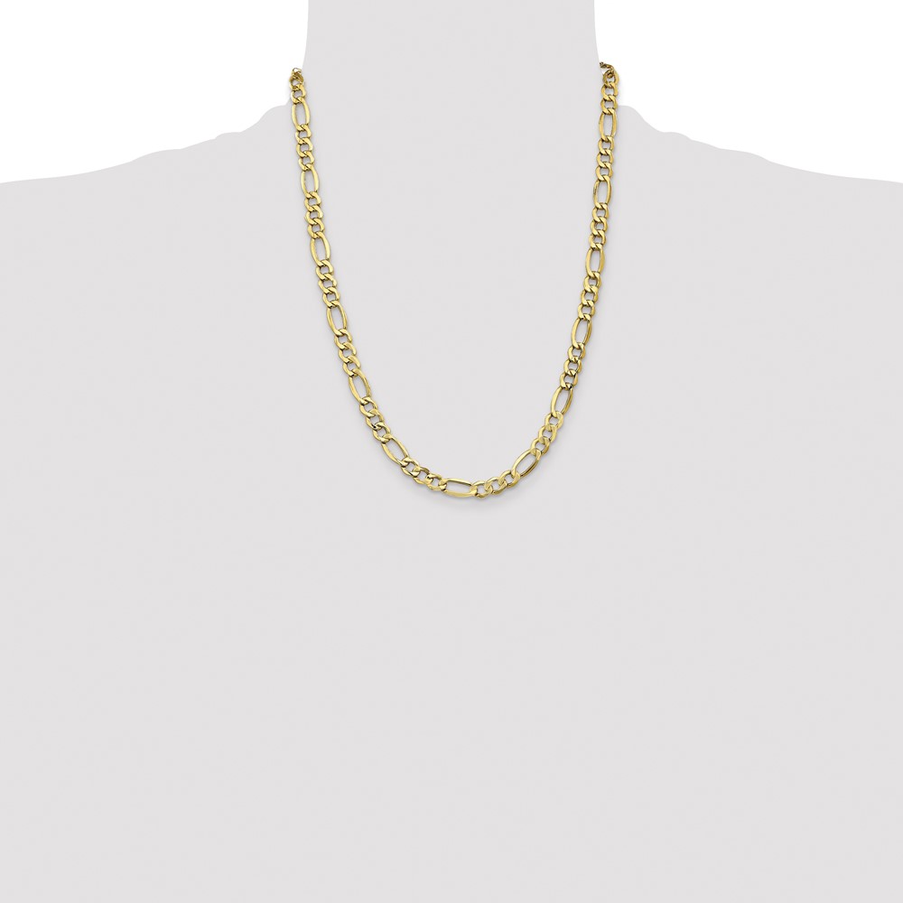 14K 22 inch 7.3mm Semi-Solid Figaro with Lobster Clasp Chain (BC97-22)