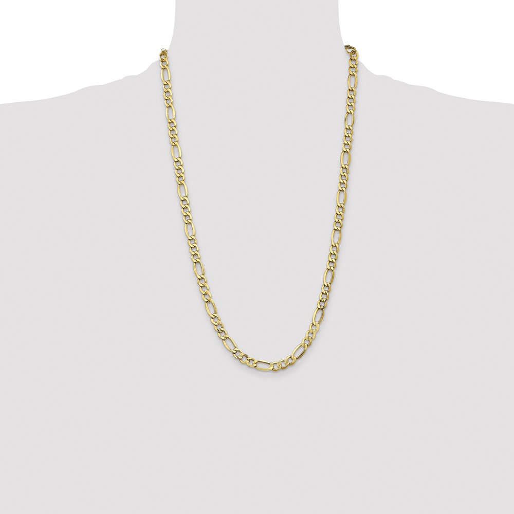 14K Yellow Gold 7.3 MM Semi-Solid Figaro Link Chain ...