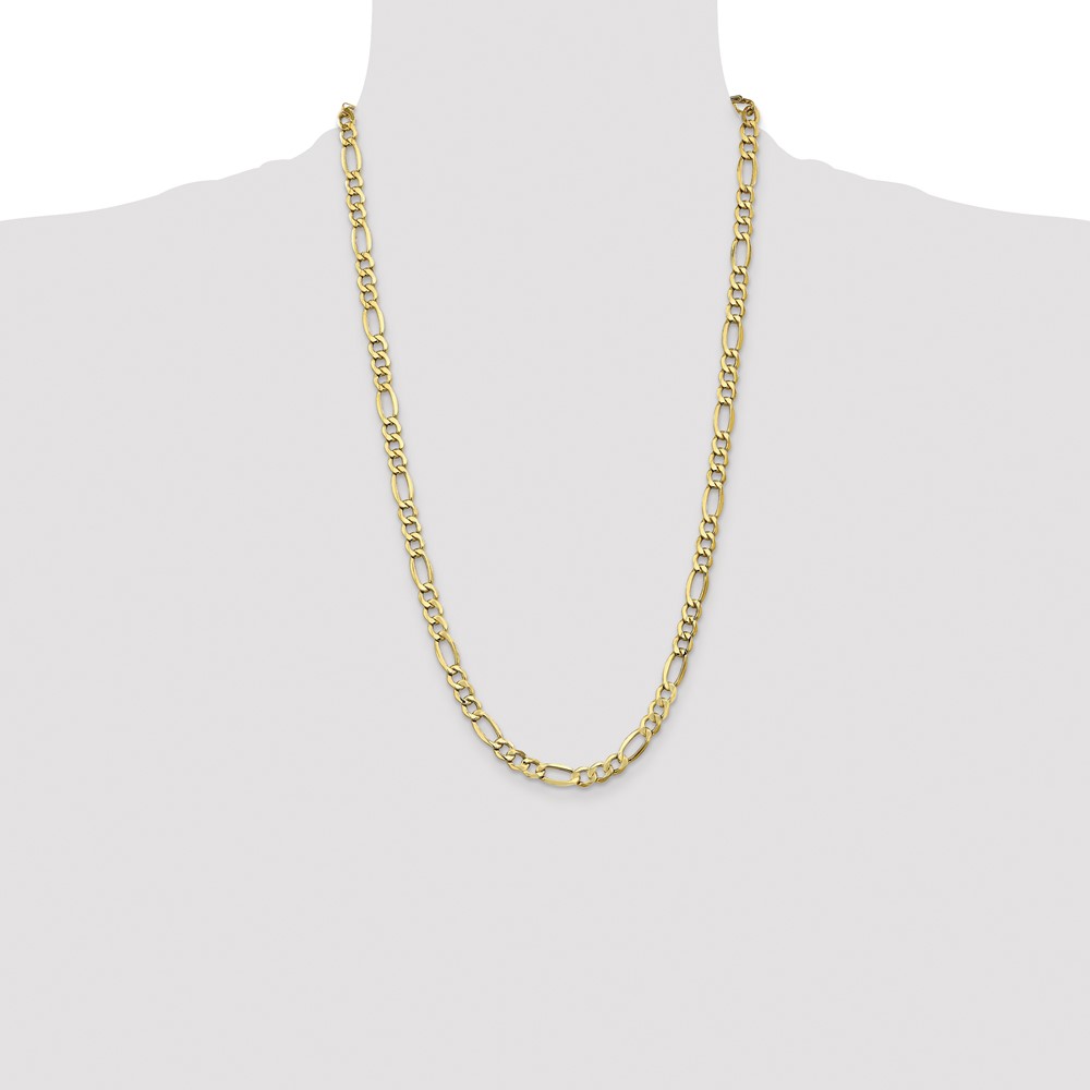 14K 26 inch 7.3mm Semi-Solid Figaro with Lobster Clasp Chain (BC97-26)