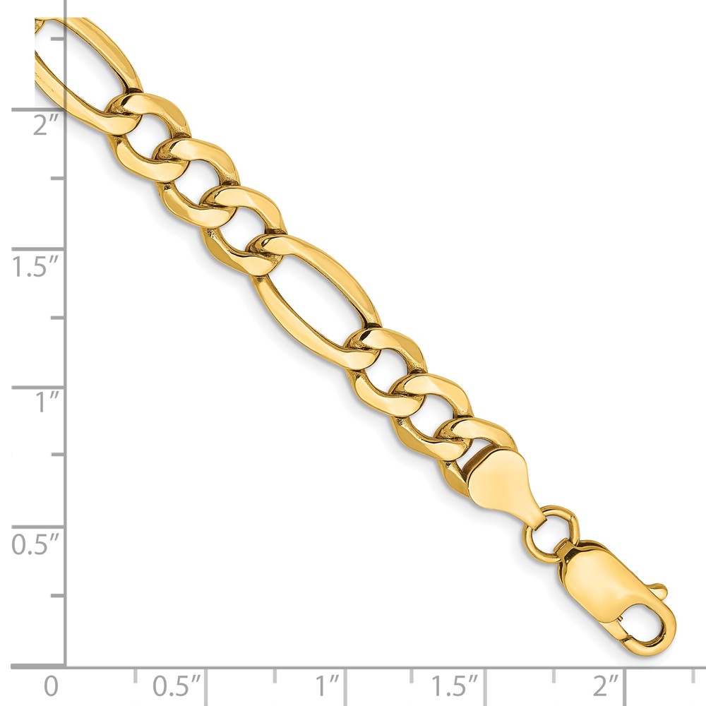 14K 7 inch 7.3mm Semi-Solid Figaro with Lobster Clasp Bracelet (BC97-7)