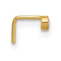 14K Yellow Gold 22 Gauge 2.5mm Round CZ Nose Stud view 2