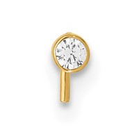 14K Yellow Gold 22 Gauge 2.5mm Round CZ Nose Stud view 3