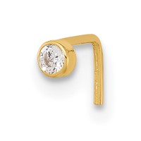 14K Yellow Gold 22 Gauge 2.5mm Round CZ Nose Stud view 1