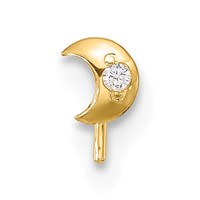 14K 23 Gauge CZ Moon Nose Stud view 3