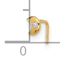 14K 23 Gauge CZ Moon Nose Stud view 4