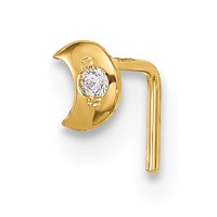 14K 23 Gauge CZ Moon Nose Stud view 1