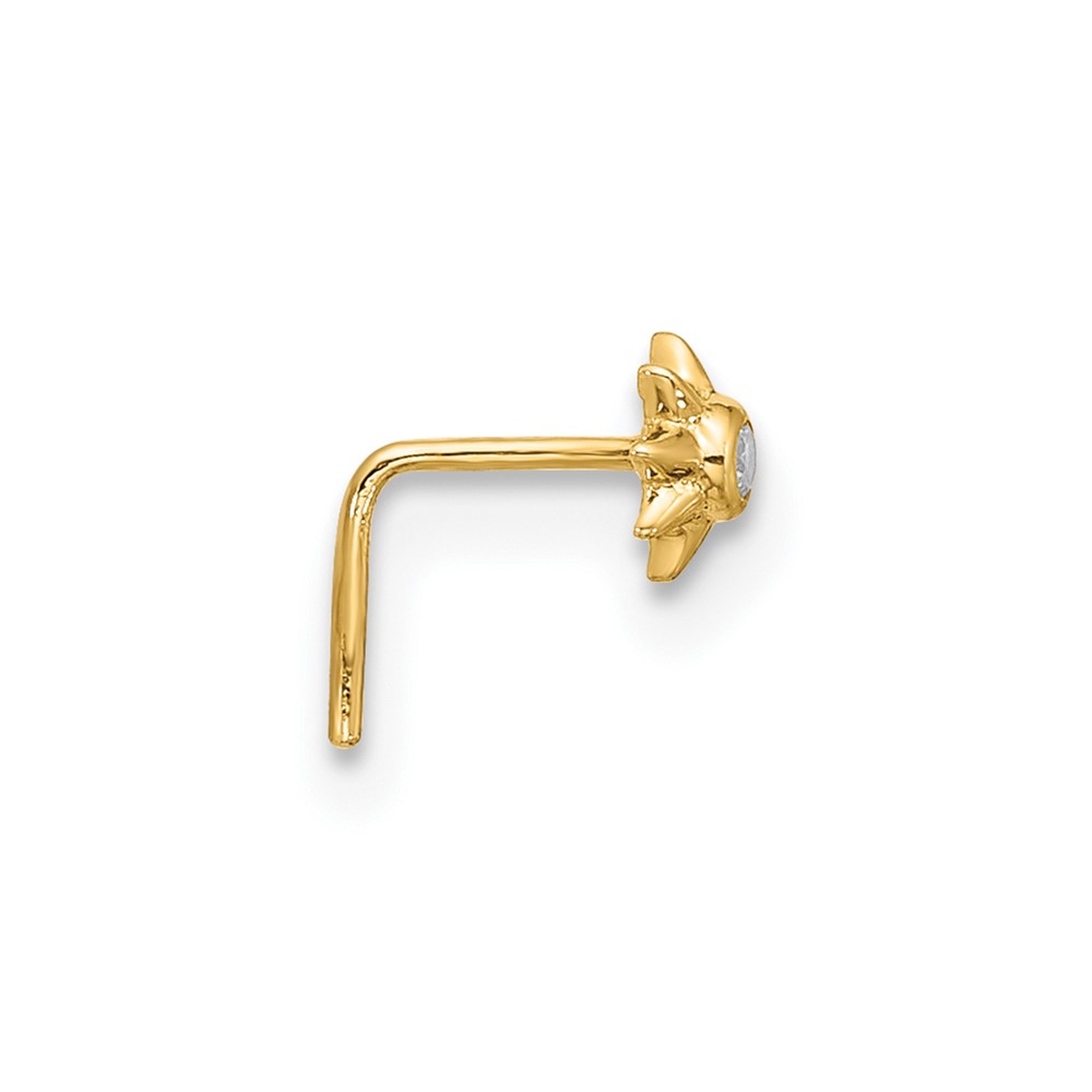 14k 23 Gauge CZ Sun Nose Stud (BD102)