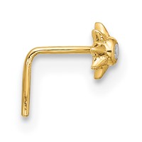 14K Yellow Gold 23 Gauge CZ Sun Nose Stud view 2