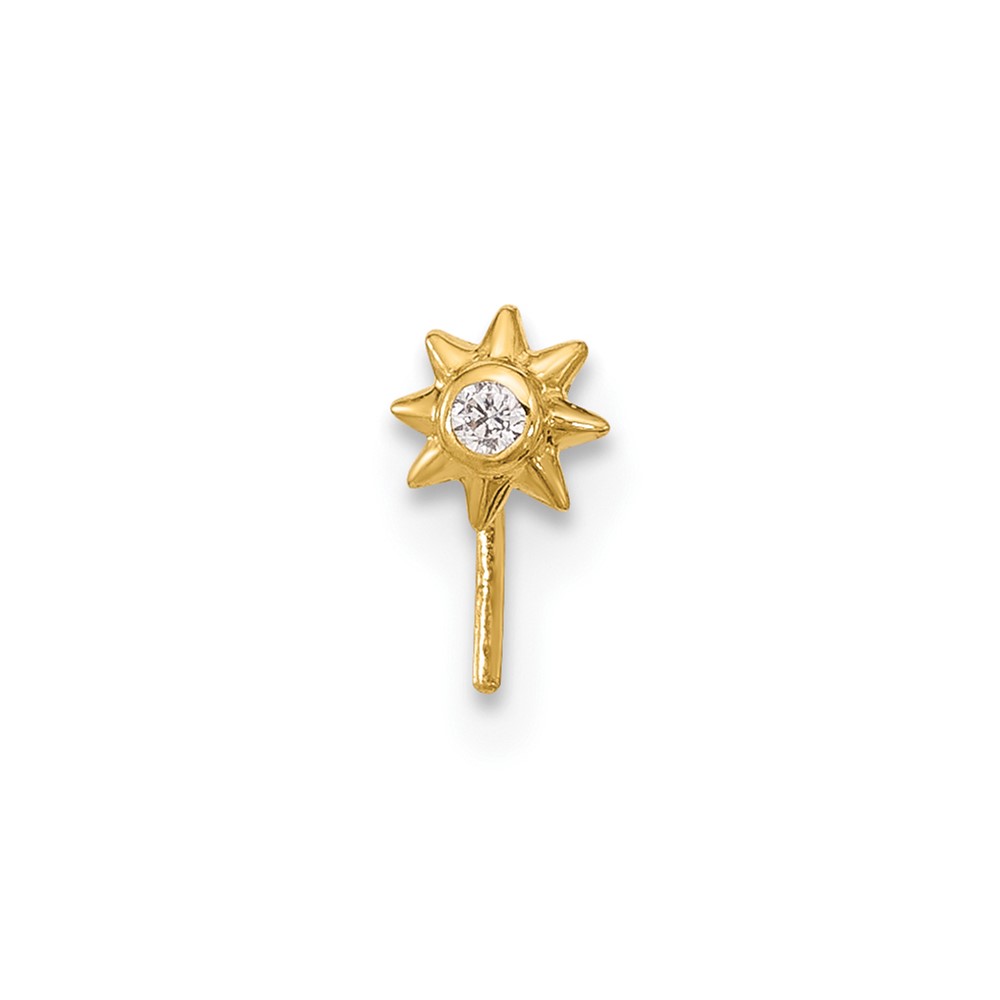 14k 23 Gauge CZ Sun Nose Stud (BD102)