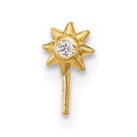 14K Yellow Gold 23 Gauge CZ Sun Nose Stud view 3
