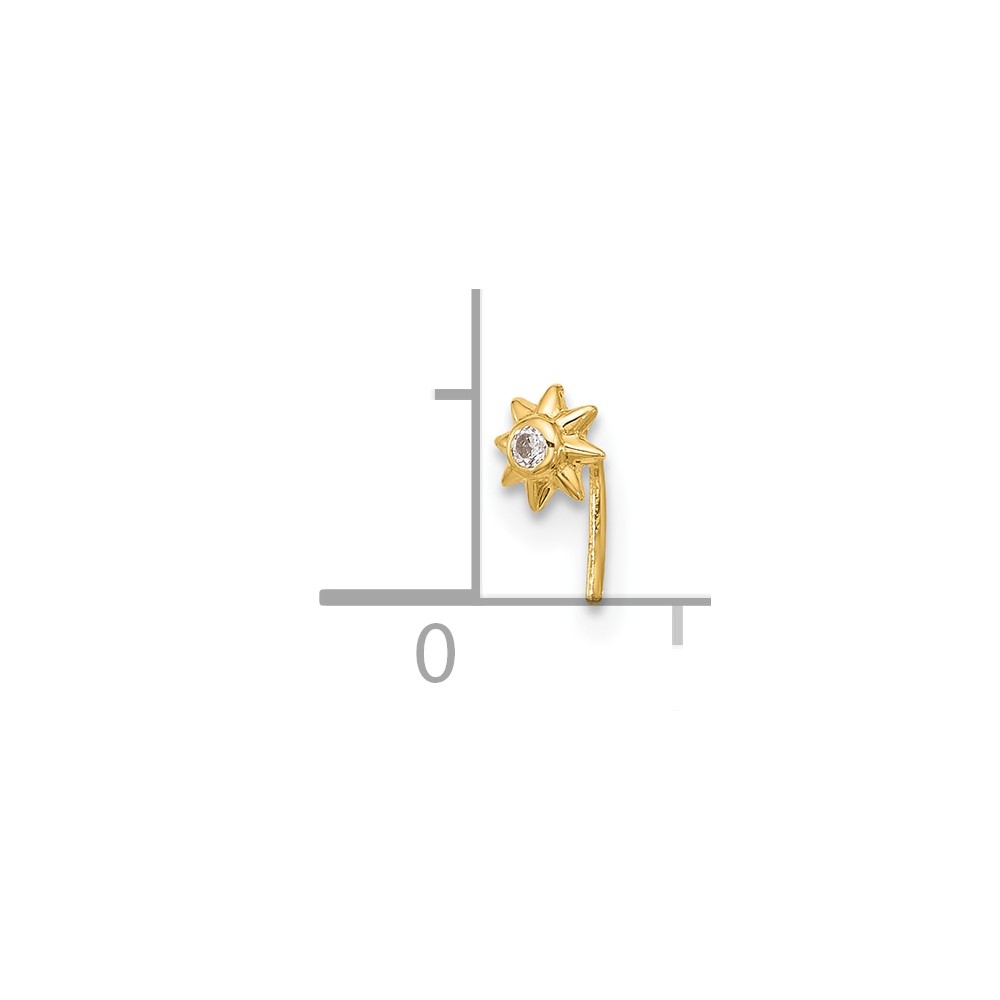 14k 23 Gauge CZ Sun Nose Stud (BD102)
