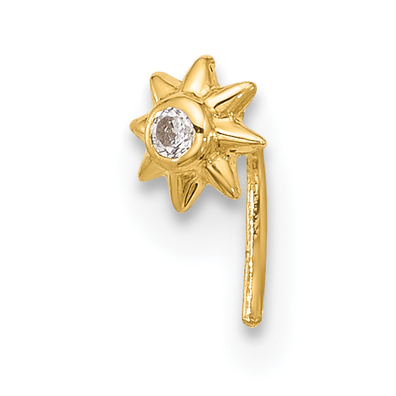 14k 23 Gauge CZ Sun Nose Stud (BD102)