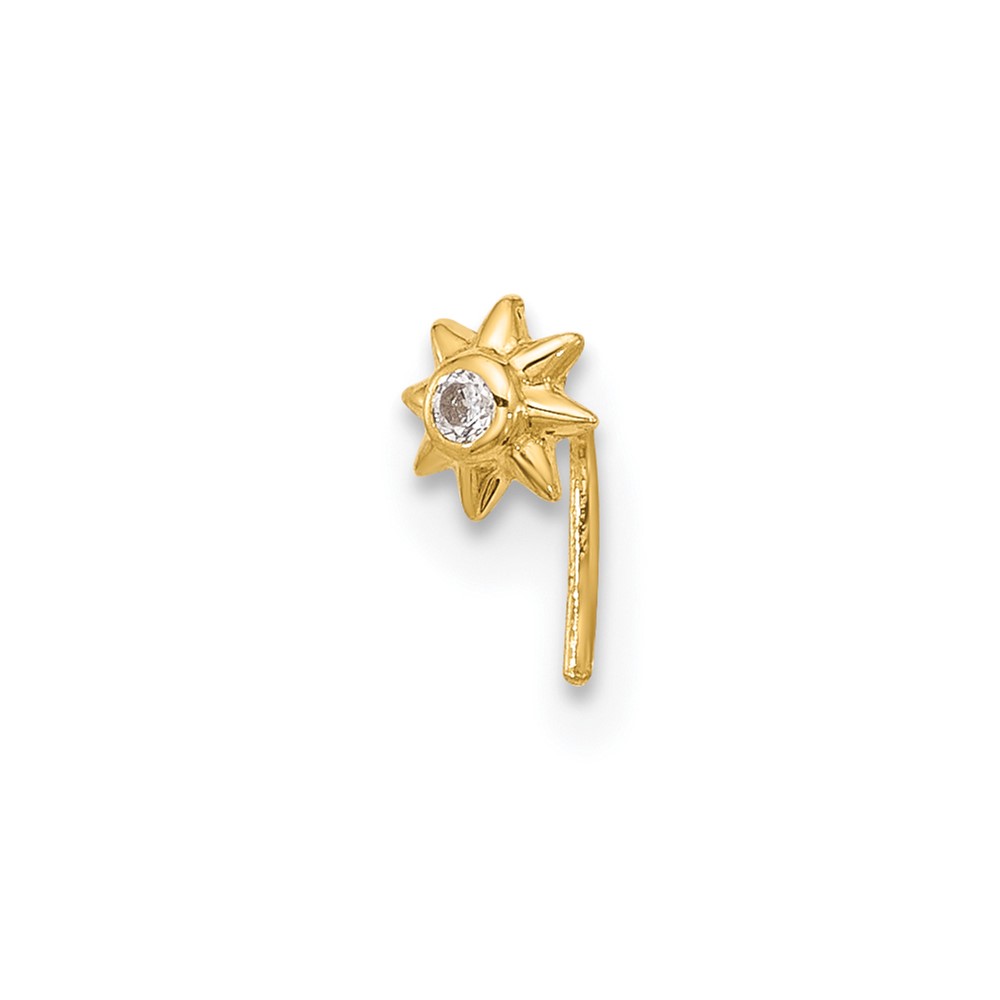 14k 23 Gauge CZ Sun Nose Stud (BD102)