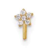 14K 22 Gauge CZ Star Nose Stud view 3