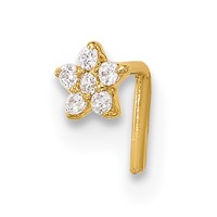 14K 22 Gauge CZ Star Nose Stud view 1