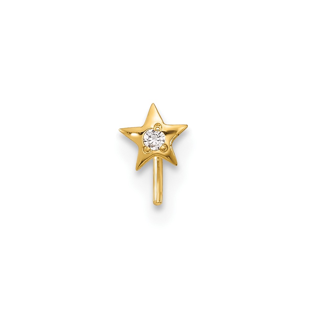 14k 23 Gauge CZ Star Nose Stud (BD104)