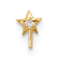 14K Yellow Gold 23 Gauge CZ Star Nose Stud view 3