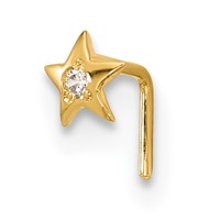 14K Yellow Gold 23 Gauge CZ Star Nose Stud view 1