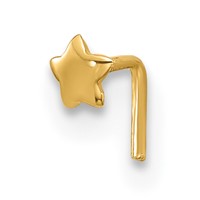 14K Yellow Gold 22 Gauge Polished Star Nose Stud view 1