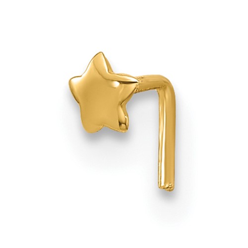 14K Yellow Gold 22 Gauge Polished Star Nose Stud