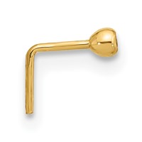 14K Yellow Gold 23 Gauge 2.2mm Round CZ Nose Stud view 2