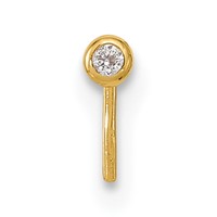 14K Yellow Gold 23 Gauge 2.2mm Round CZ Nose Stud view 3